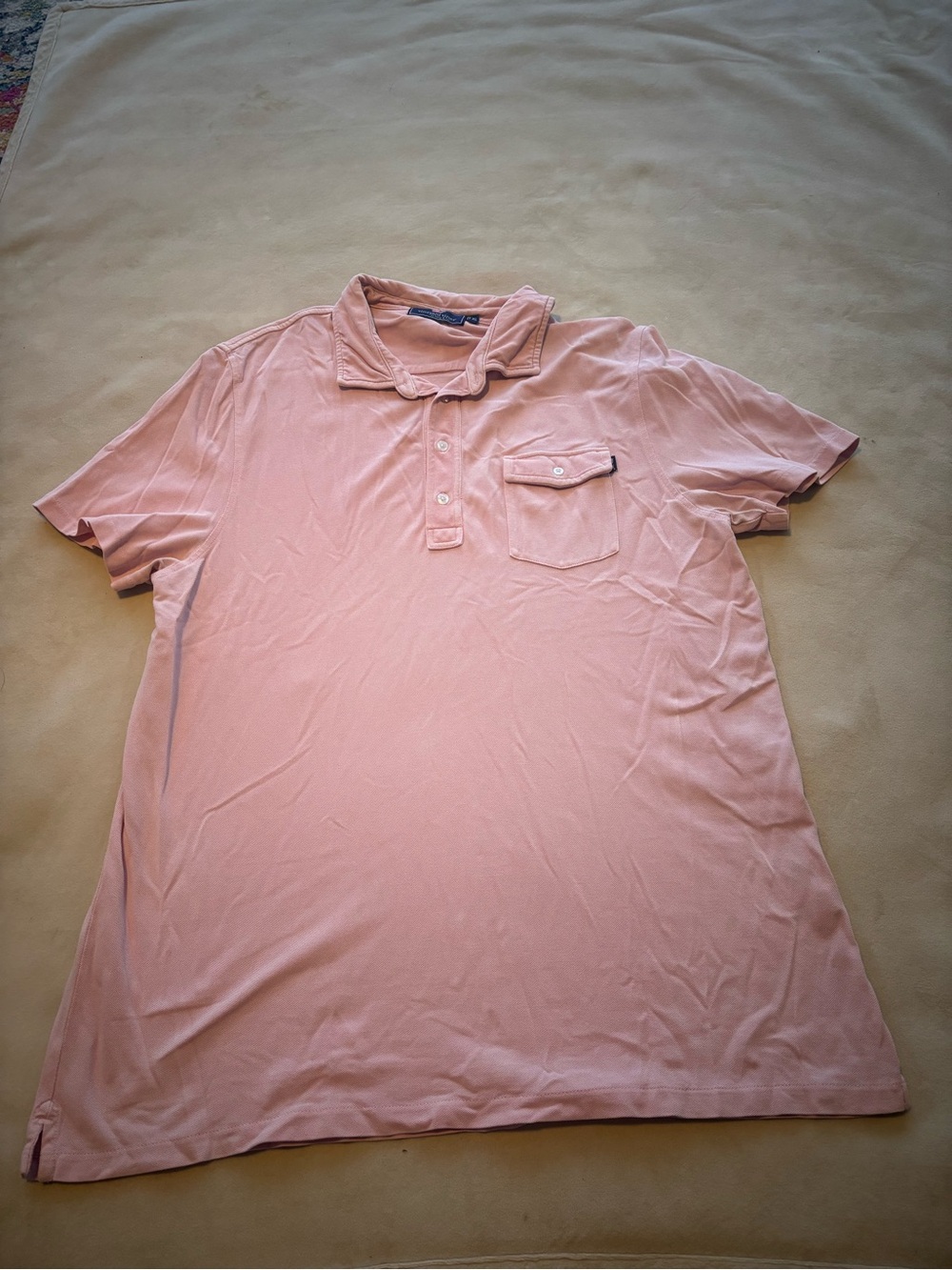 Vineyard Vines Men's Light Pink Polo with Chest Pocket
